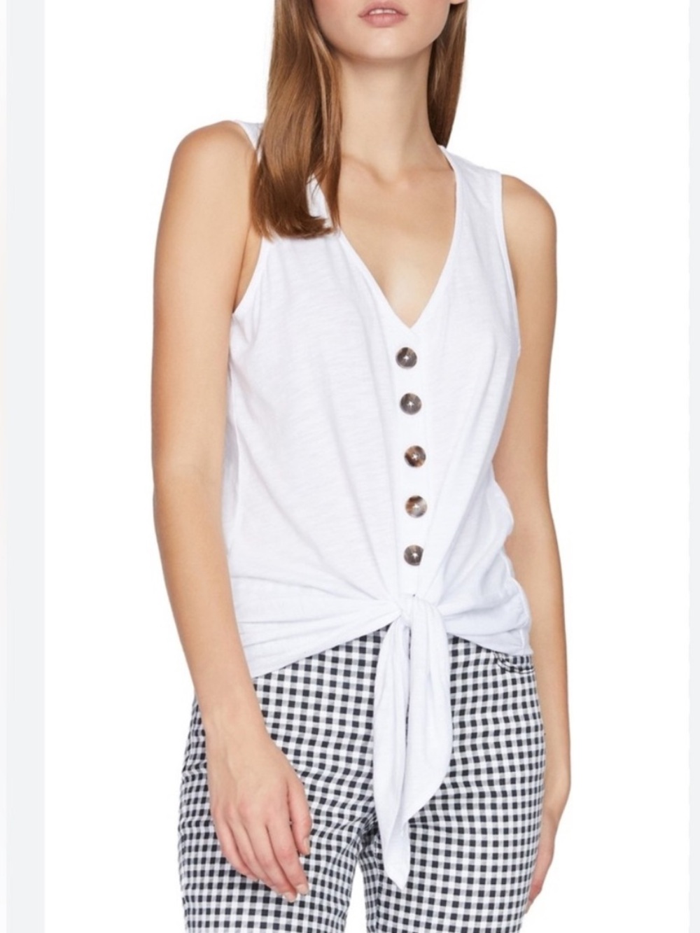 Sanctuary Deva Button & Tie cotton knit top women’s size M white lightweight NEW